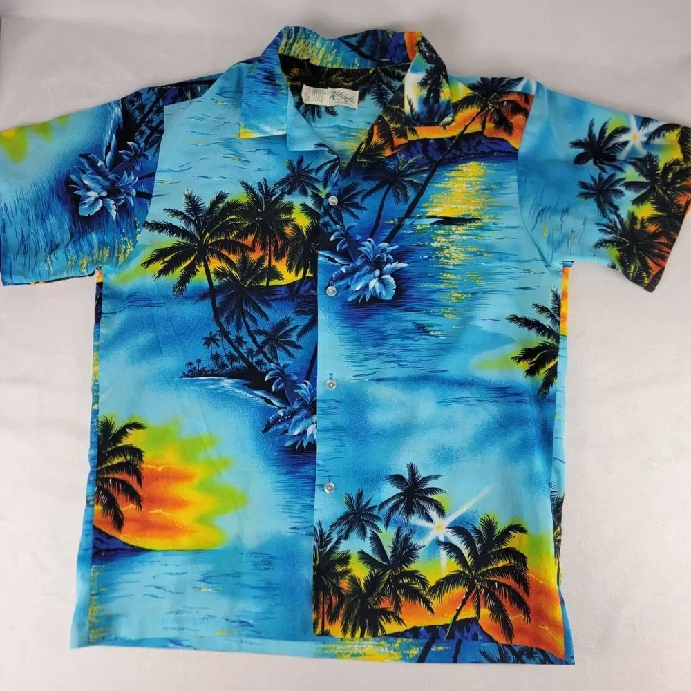 KoleKole‎ Hawaii Vintage Button Up Shirt USA Luau Beach Vacation Ocean Nature L